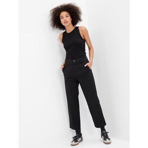New Gap Factory High Rise Girlfriend Khakis Pants 16 Black A623
